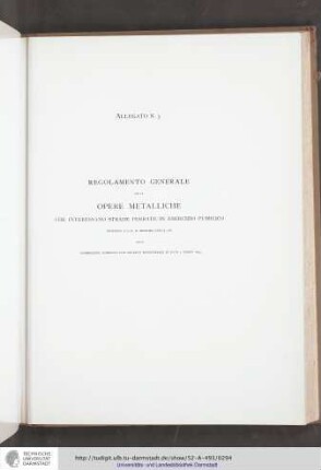 Regolamento Generale Per le Opere Metalliche