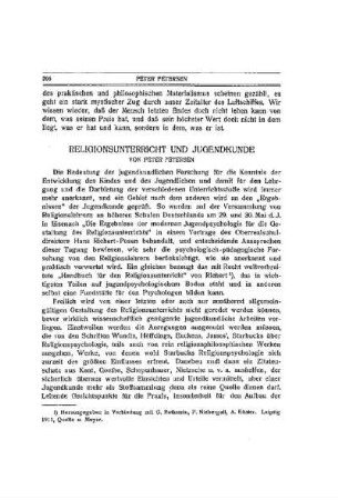 Religionsunterricht und Jugendkunde