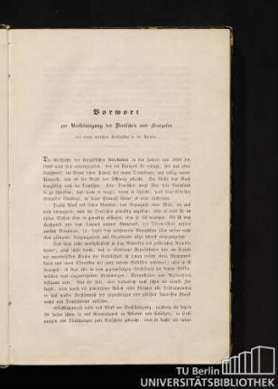 Vorwort zur Verständigung der Deutschen und Franzosen von einem deutschen Publizisten in der Fremde.