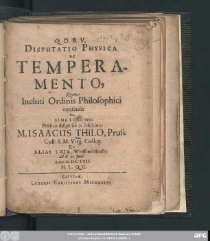 Disputatio Physica De Temperamento