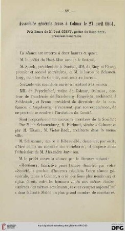 Assemblée générale tenue à Colmar le 27 avril 1861