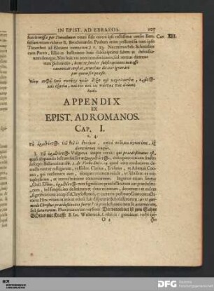 Appendix Ex Epist. Ad Romanos.