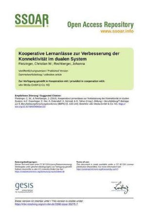 Kooperative Lernanlässe zur Verbesserung der Konnektivität im dualen System