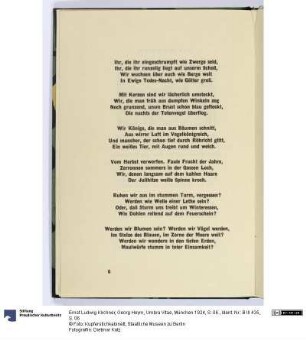 Georg Heym, Umbra Vitae, München 1924, S. 06.