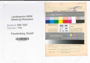 Entnazifizierung Rudolf Freudenberg , geb. 07.10.1921 (Beamter)