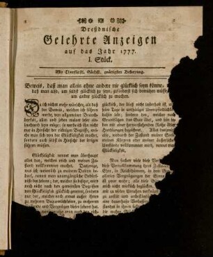 1777: Dresdner gelehrte Anzeigen : aus allen Theilen der Gelehrtheit