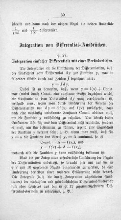 Integration von Differential-Ausdrücken.