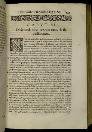 Caput VI. Obseruanda circa veterum ritus, & superstitionem.
