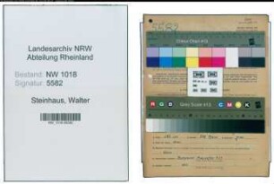 Entnazifizierung Walter Steinhaus , geb. 21.09.1899 (Vertreter)