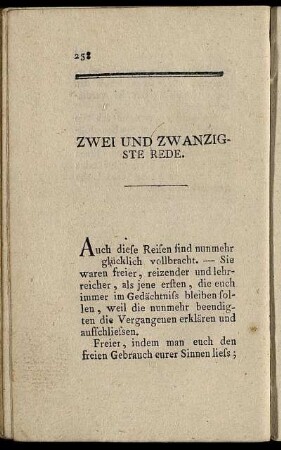 Zwei und zwanzigste Rede