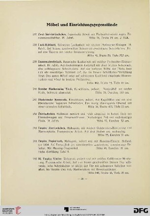 Möbel und Einrichtungsgegenstände (Nr. 237-267)