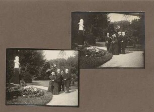 oben: Großherzogin Luise mit Personengruppe (unbekannt) am Denkmal Friedrichs I. unten: Großherzogin Luise mit Personengruppe (unbekannt) am Denkmal Friedrichs I.