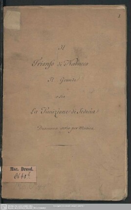 Il Trionfo di Nabucco il Grande ossia La punizione di Sedecia - Mscr.Dresd.Ob.48.b
