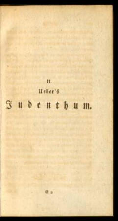 II. Ueber's Judenthum.