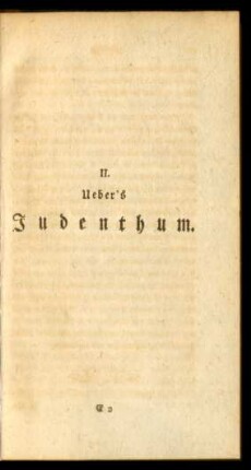 II. Ueber's Judenthum.