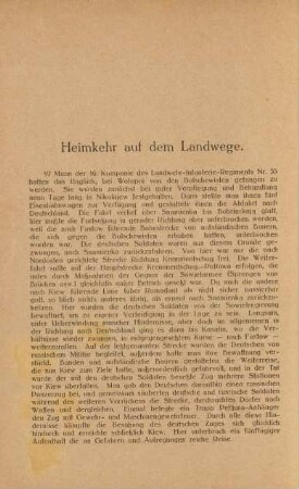 Heimkehr auf dem Landwege