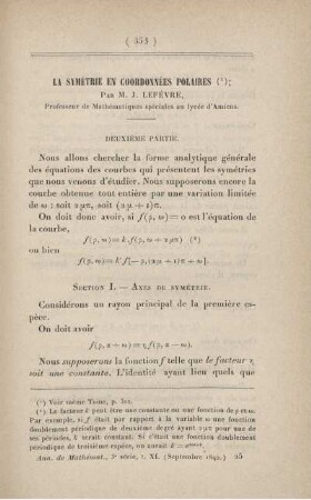 La symétrie en coordonnées polaires.