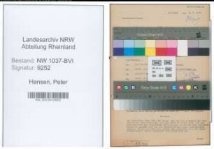 Entnazifizierung Peter Hansen , geb. 21.07.1890 (Steuerinspektor)