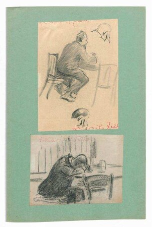 Am Tisch sitzender, schlafender Mann