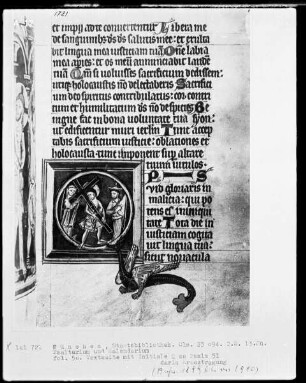 Psalterium mit Kalendarium — Initiale Q mit der Kreuztragung Christi, Folio 50recto