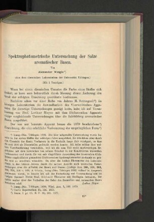 Spektrophotometrische Untersuchung der Salze aromatischer Basen.