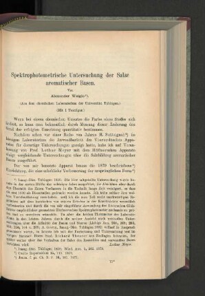 Spektrophotometrische Untersuchung der Salze aromatischer Basen.