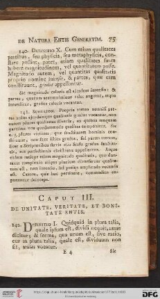Caput III: De unitate, veritate, et bonitate entis