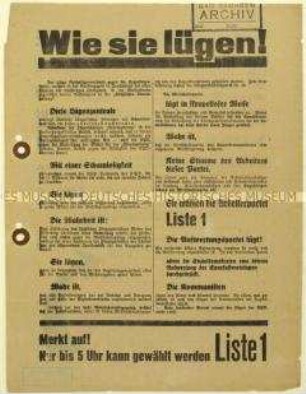 Aufruf der SPD zur sächsischen Landtagswahl 1929
