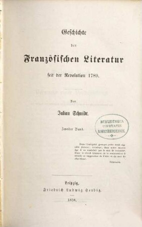 Geschichte der Französischen Literatur seit der Revolution 1789, 2