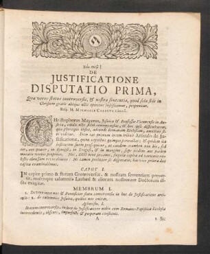 De Justificatione Disputatio Prima, ..