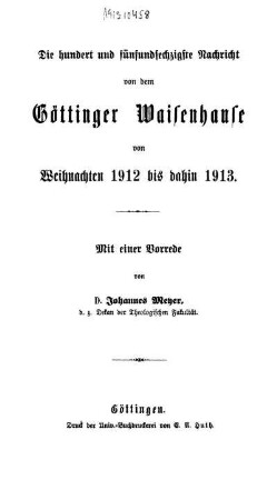 165: Nachricht von dem Göttinger Waisenhause