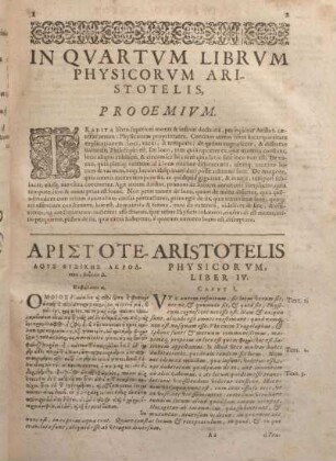 In Qvartvm Librvm Physicorvm Aristotelis, Prooemivm.