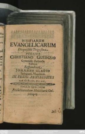 Divitiarum Evangelicarum Disquisitio Trigesima