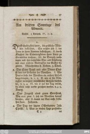 Am dritten Sonntage des Advents. Epistel. 1 Corinth. IV, 1 - 5.