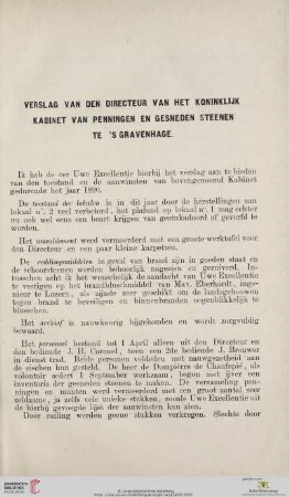 Verslag van den directeur van het Koninklijk Kabinet van Penningen en gesneden Steenen te's Gravenhage