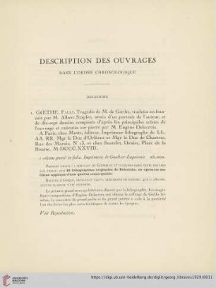 Descriptions des Ouvrages (Nr. 1 - 56)