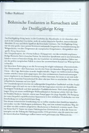 Böhmische Exulanten in Kursachsen und der Dreißigjährige Krieg