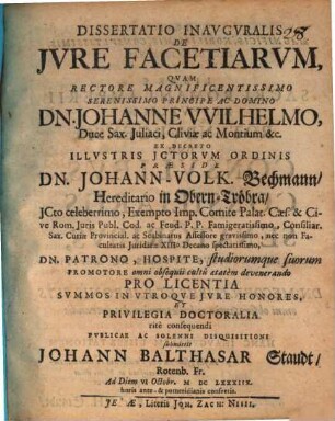 Diss. inaug. de iure facetiarum
