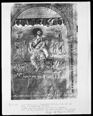 Codex Aureus von Sankt Emmeram (aus der Hofschule Karls des Kahlen) — Evangelist Matthäus, Folio 16recto