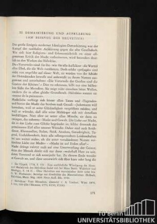 III Demaskierung und Aufklärung (Am Beispiel des Helvetius)