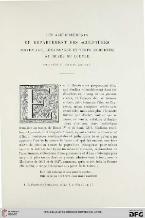 4. Pér. 8.1912: Les accroissements du département des sculptures (Moyen Âge, Renaissance et temps modernes) au Musée du Louvre, 3