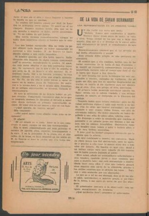 De la vida de Sarah Berhnardt : Una representación en un presidio yanqui