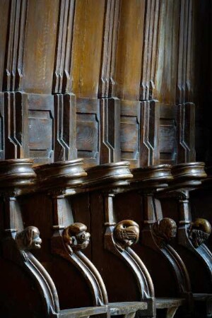 Frankreich. Alsace. Haut Rhin. Lautenbach. Kirche Saint Michel et Gangolphe. Chorgestühl