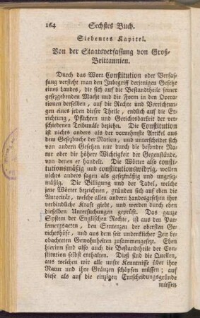 Siebentes Kapitel. Von der Staatsverfassung von Groß-Brittannien