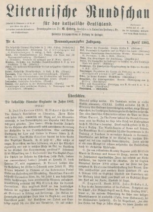 105-108 Die katholische Literatur Englands im Jahre 1902 : Schluss