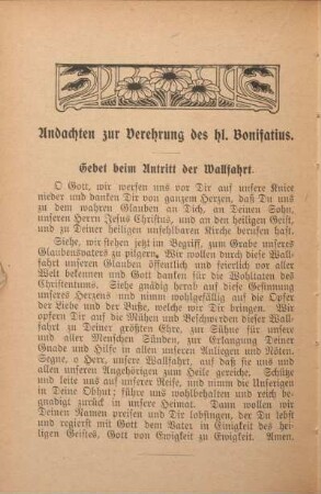 Andachten zur Verehrung des hl. Bonifatius.