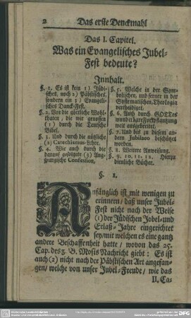 Das I. Capitel. Was ein Evangelisches Jubel-Fest bedeute?