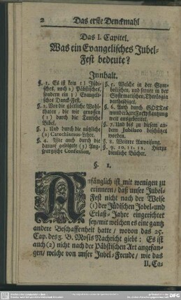 Das I. Capitel. Was ein Evangelisches Jubel-Fest bedeute?