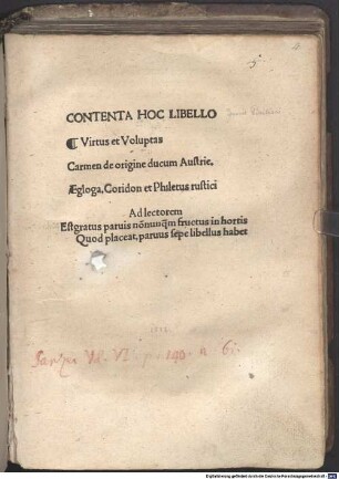 Contenta Hoc Libello Virtus et Voluptas