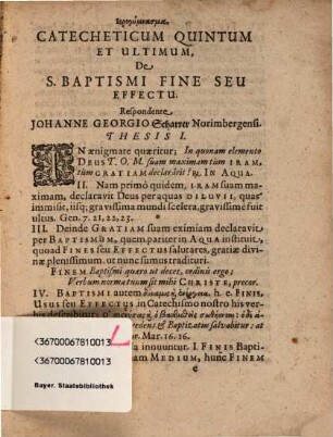 De s. baptismi fine seu effectu, 5